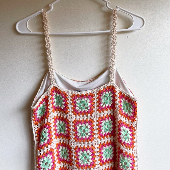 Zara Foral Crochet Mini Dress Boho Cottagecore 60s inspired Retro Bohemian - Picture 9 of 10